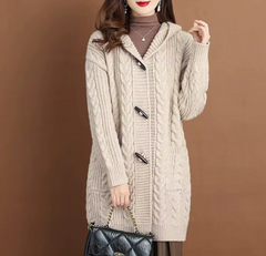 Cozy Up in Style with the ComfortWear™ Hooded Knitted Cardigan