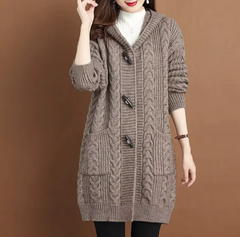 Cozy Up in Style with the ComfortWear™ Hooded Knitted Cardigan