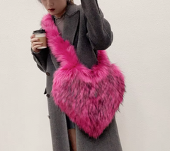 2025 Oversized Faux Fur Heart-Shaped Tote Bag