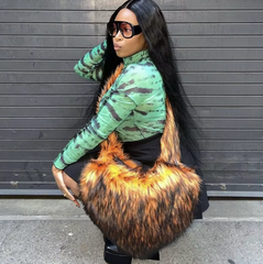 2025 Oversized Faux Fur Heart-Shaped Tote Bag