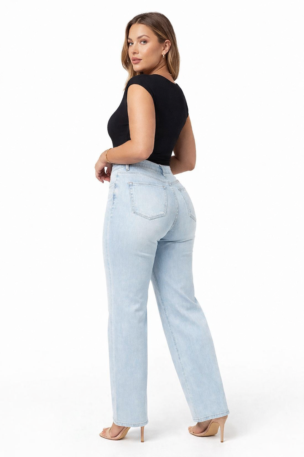 Sculpt Wide Leg Jeans | Mid Rise, Curve-Sculpt Technology, Black Denim