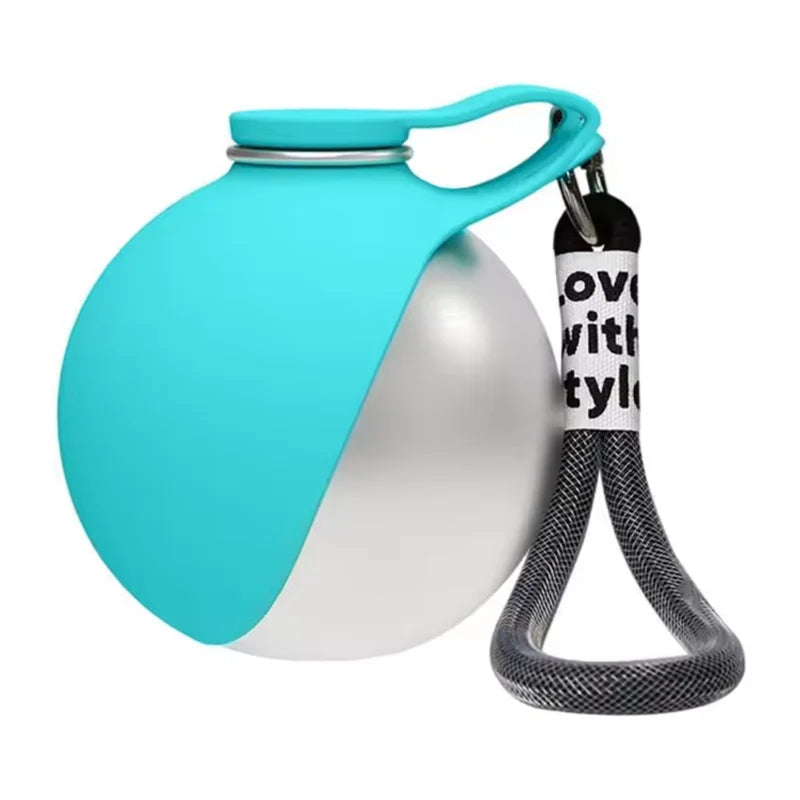 Pet Stainless Steel Foldable Spherical Water Bottle Portable Dog Bowl Suitable for Outdoor Use