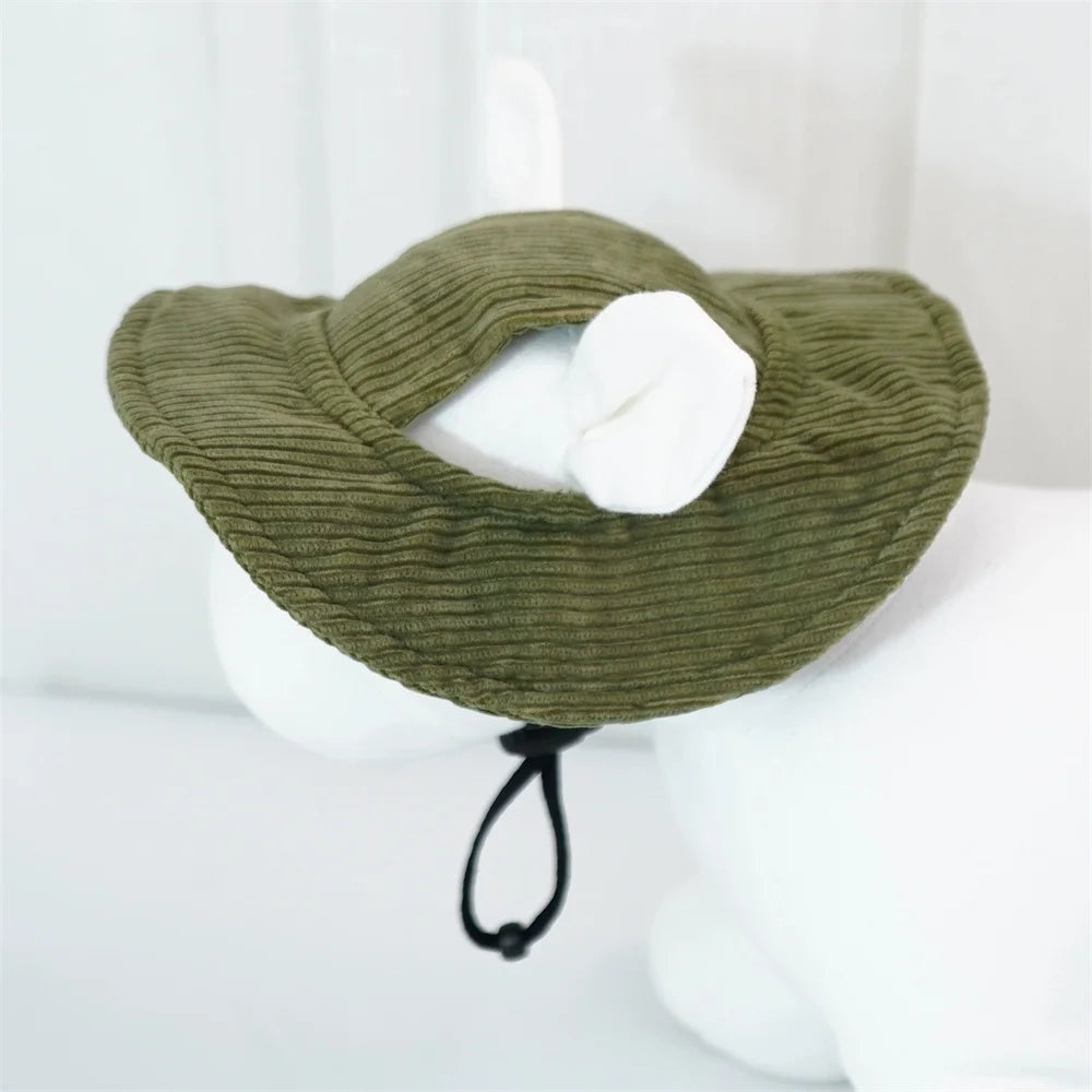 Adjustable Corduroy Dog Hat in Nine Colors, XS to XL