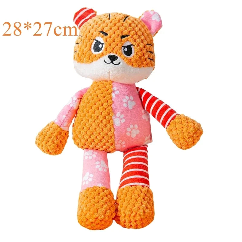 Interactive Plush Dog Toy with Squeaker Bite Resistant Animal Design Teeth Cleaning Grinding for Pet Supplies Squeaky Plush Toys