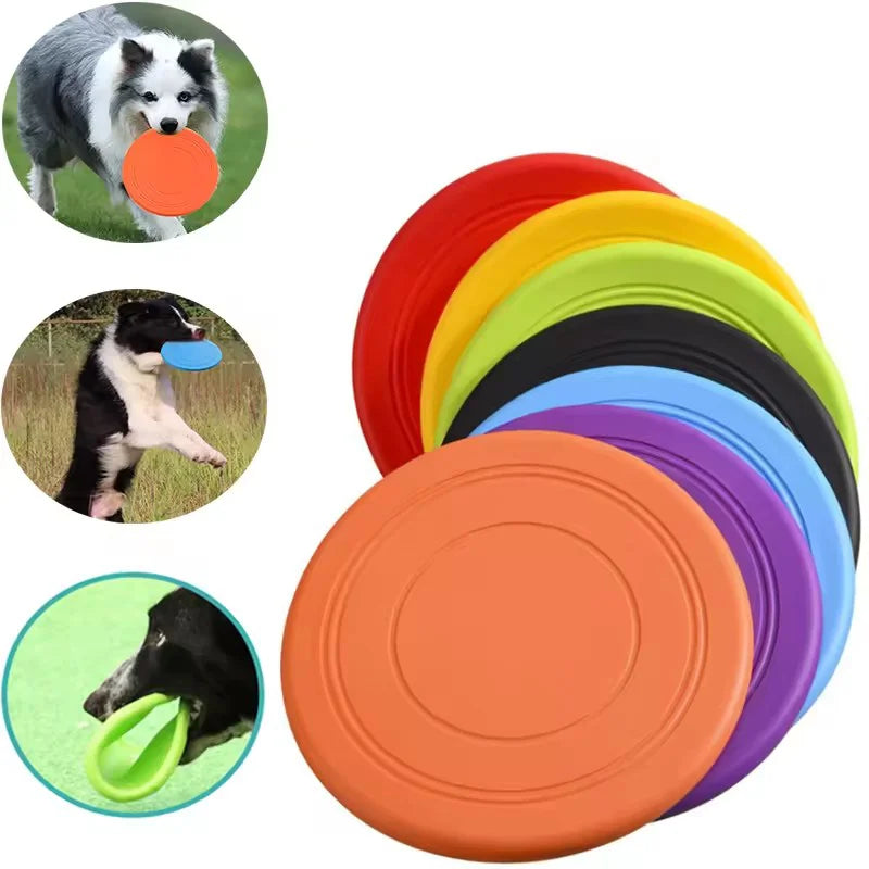 Chewable Pet Training Durable Frisbee Toy Tear Resistant Soft Rubber Flying Disc For Dogs Exercise Play Fetch Training Supplies