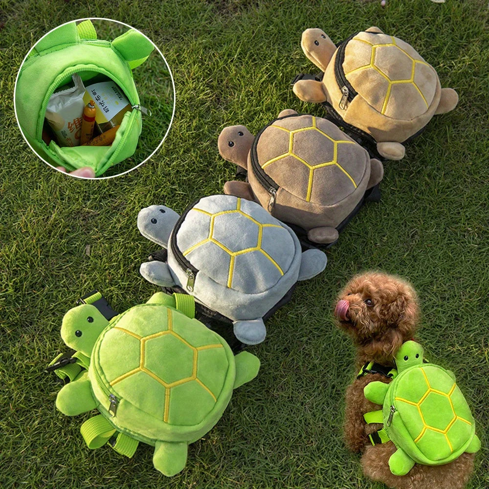 Turtle-Shaped Dog Backpack - Large Capacity Pet Carrier Bag for Small Dogs, Soft & Portable Puppy School Bag with Adjustable