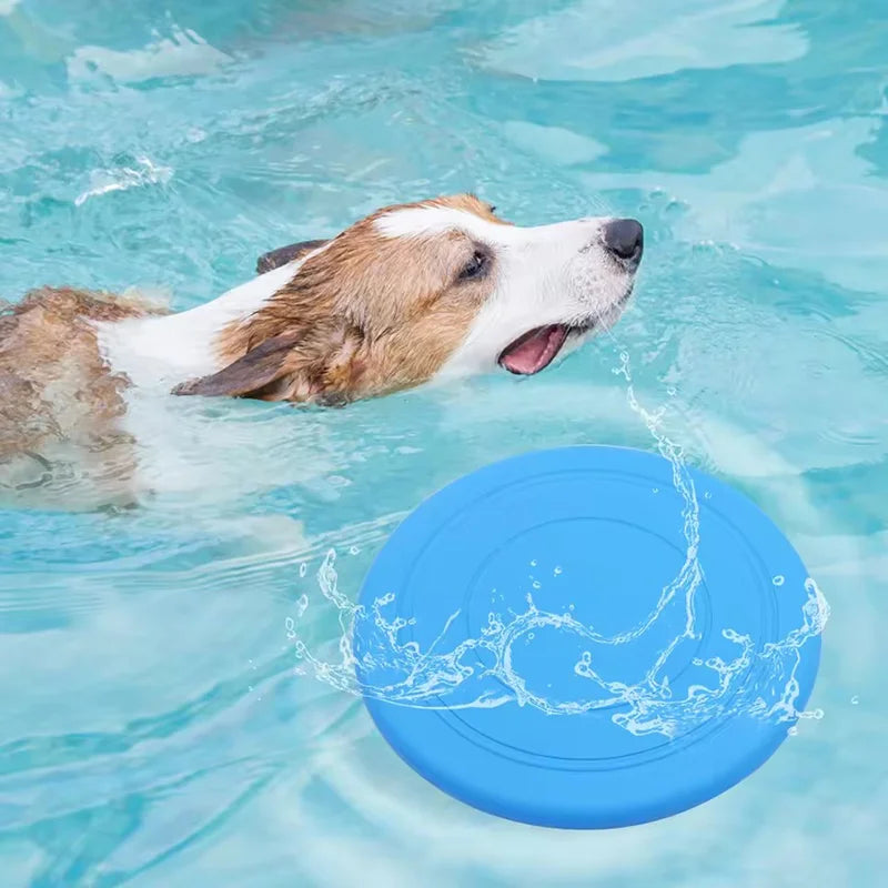 Chewable Pet Training Durable Frisbee Toy Tear Resistant Soft Rubber Flying Disc For Dogs Exercise Play Fetch Training Supplies