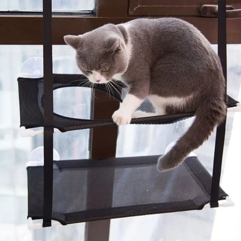 Cat Hammock Window Bed Kitten Sunny Seat Hanging Mount Beds Cat Sofa Double-Decker Tunnels Suction Cup Wall Pet Hanging Winter
