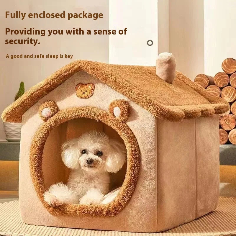 House-Style Pet Bed for Small Dogs & Cats, Removable & Washable