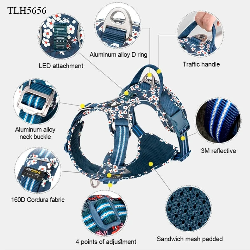 Truelove Pet Harness Fashionable Nylon Durable Dog Harness Reflective Breathable Padded Training Vest Luxury Pet Accessories