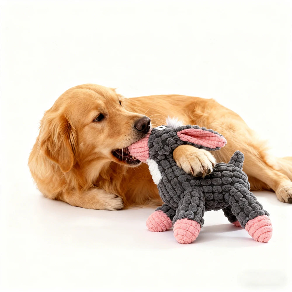 Dog Sounding Toy Molar Training Decompress Interactive Bite Resistant Donkey Shape Plush Toys Pet Dog Supplies