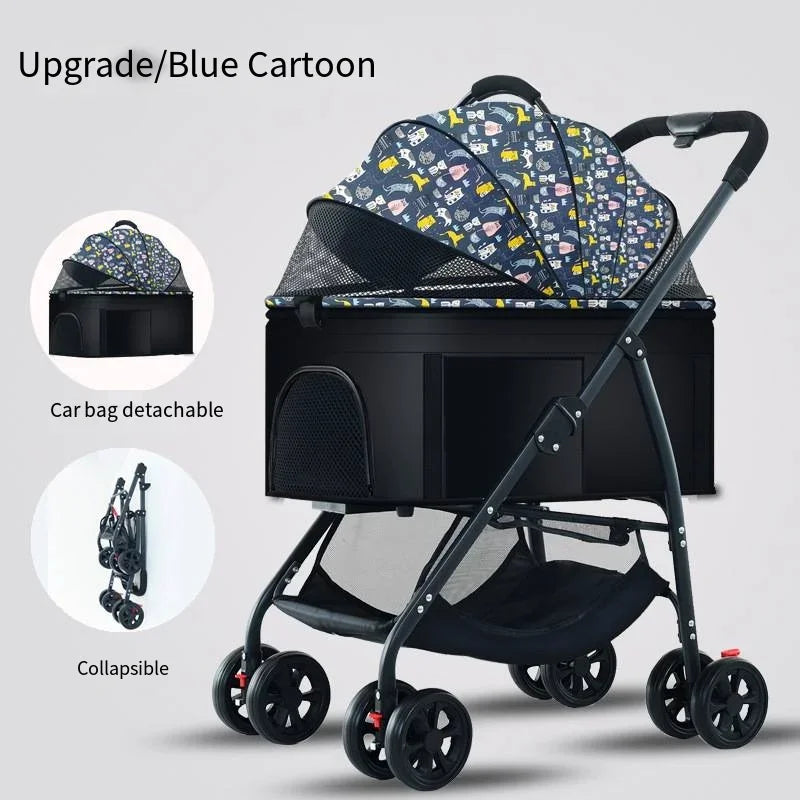 3-in-1 Foldable Pet Stroller for Small & Medium Dogs and Cats