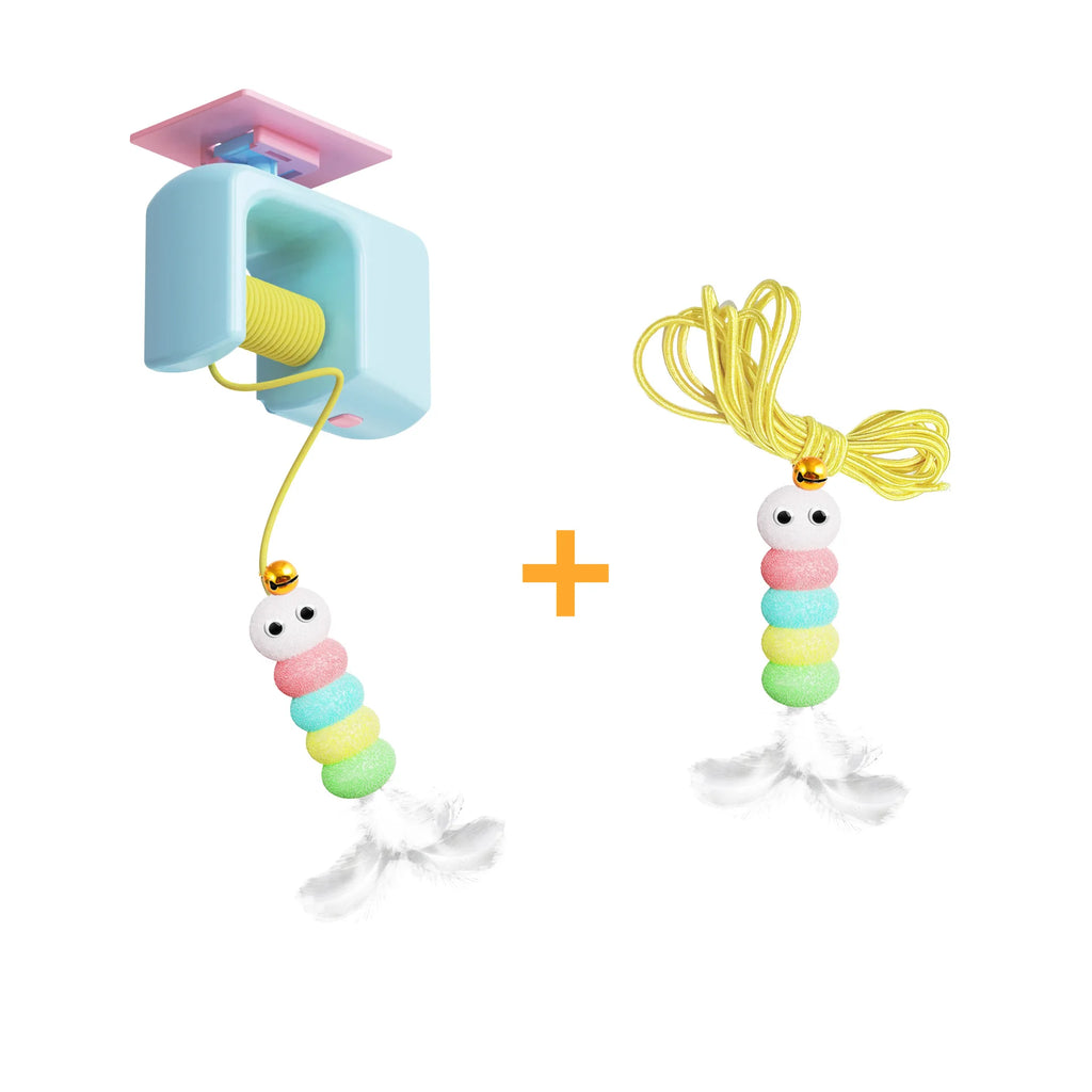 New Electric Cat Toy 2 Ropes Smart Hanging Door Automatic Swing Feather Toy Interactive Self-entertainment Cat Teaser Toy