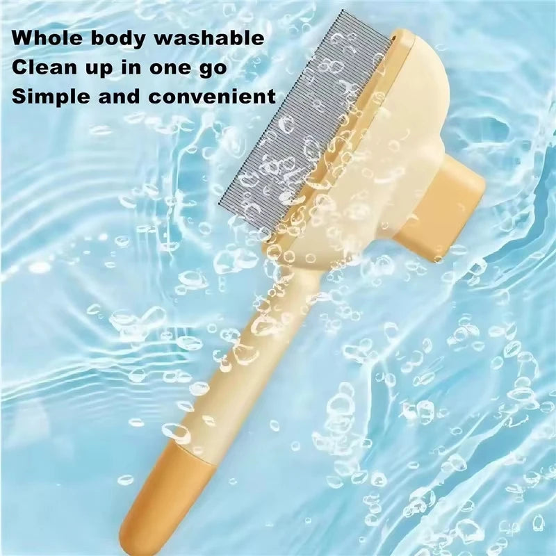 Dogs Cats Hair Comb One Button Self Cleaning Pet Hair Flea Remover Brush Dual Stainless Teeth Grooming Massage Tool for Pet