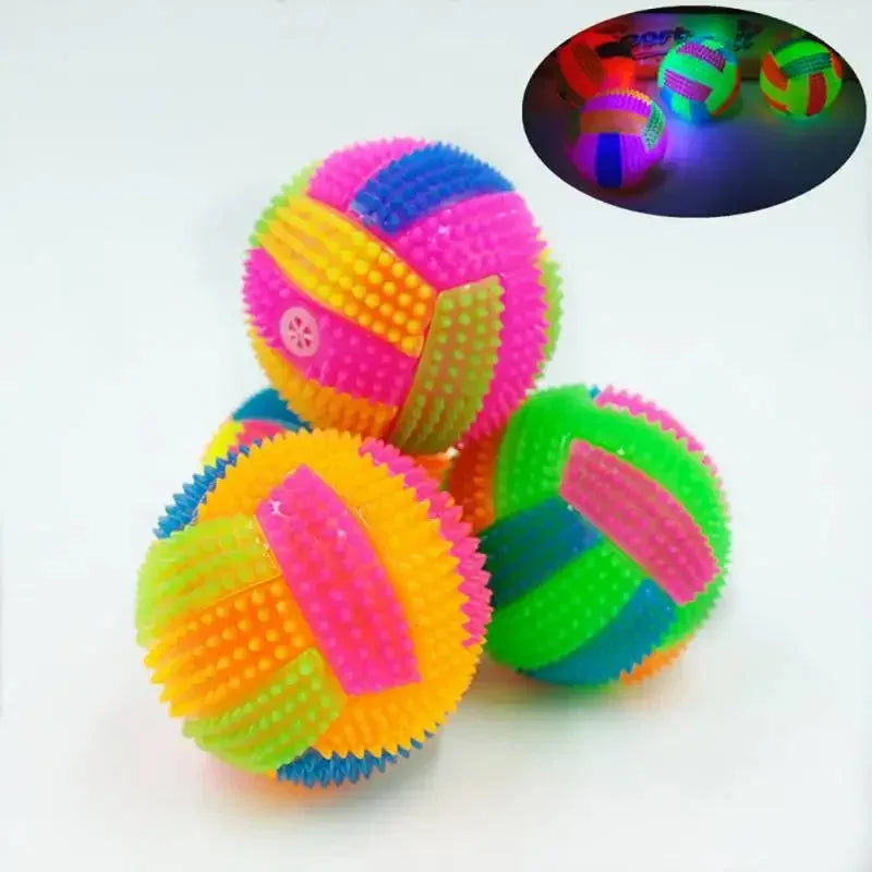 Luminous Elastic Activation Sound Ball Toys Massage Ball with Whistle Dog Cats Chew Bouncy Ball Soccer Glowing Children Pet Toys
