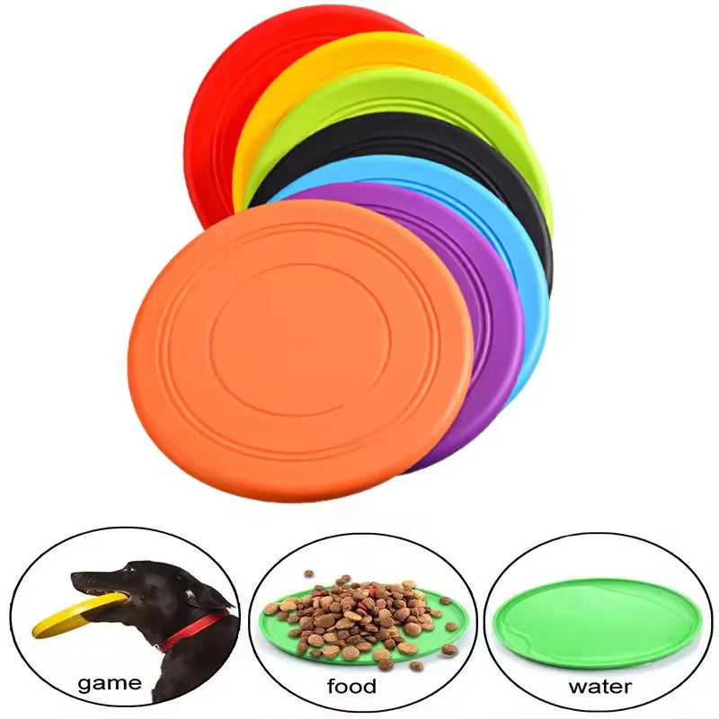 Chewable Pet Training Durable Frisbee Toy Tear Resistant Soft Rubber Flying Disc For Dogs Exercise Play Fetch Training Supplies
