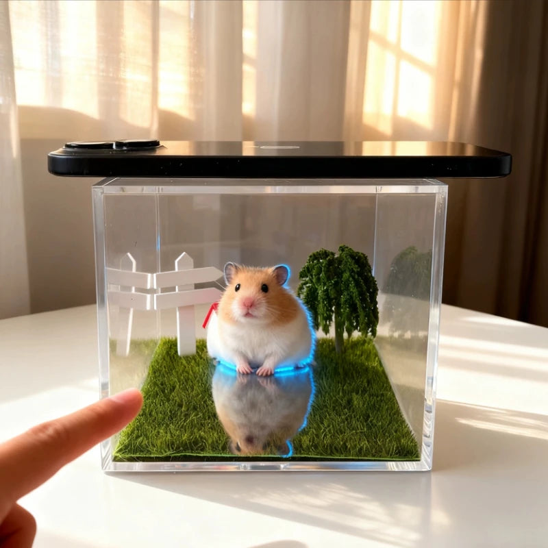 Pet Memorial Holographic Ornament, DIY Hologram Digital Photo House Decor, High Light‑Transmission Commemorative Pet Keepsake