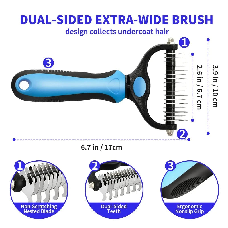 Self-Cleaning Stainless Steel Deshedding Comb for Cats & Dogs