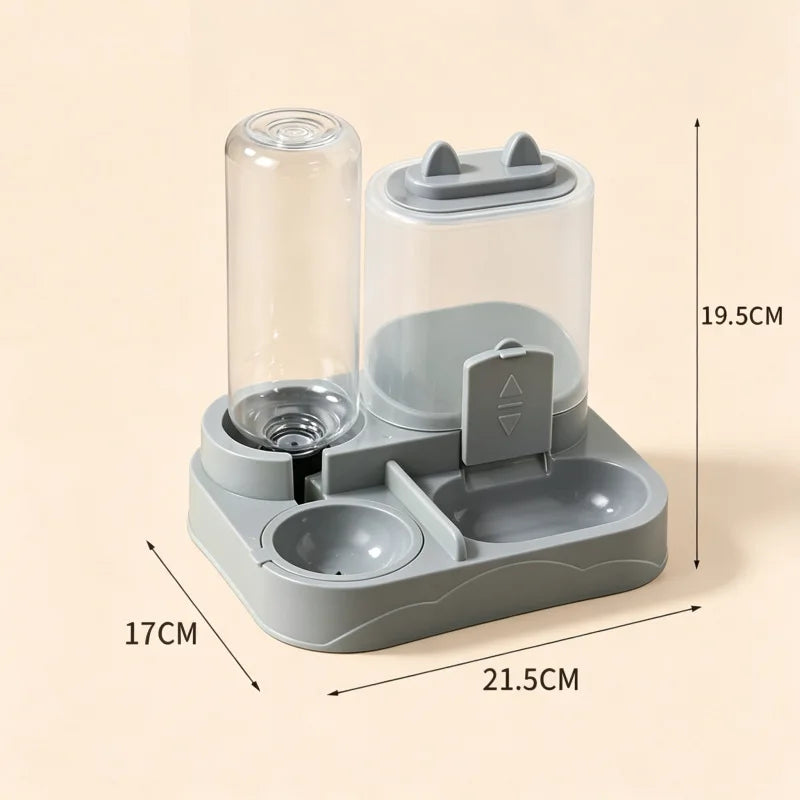 Cat Feeding Station with Dry Food, Wet Food and Water Bowls