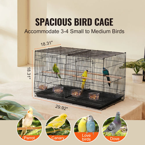 30-Inch Stackable Divided Bird Flight Cage with Handle