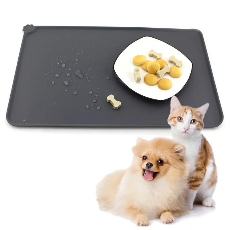Cat Dog Food Mat For Pet Feeding Bowl Floors Waterproof Non Slip, Silicone Pet Bowl Mat - High-Lipped, Non-Stick, Waterproof Pad
