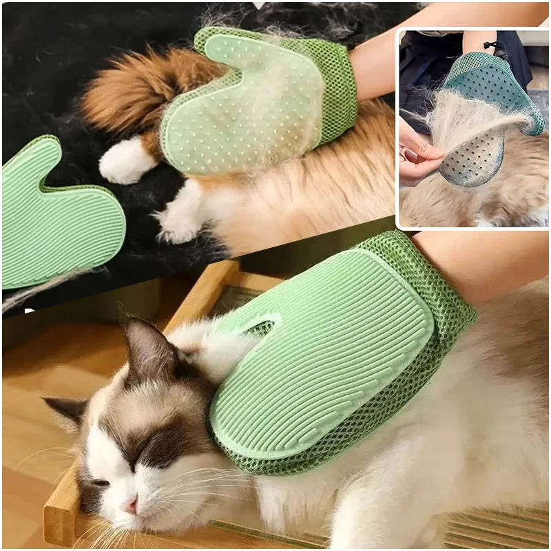 Hand-Washable Double-Sided Grooming Glove for Cats & Dogs