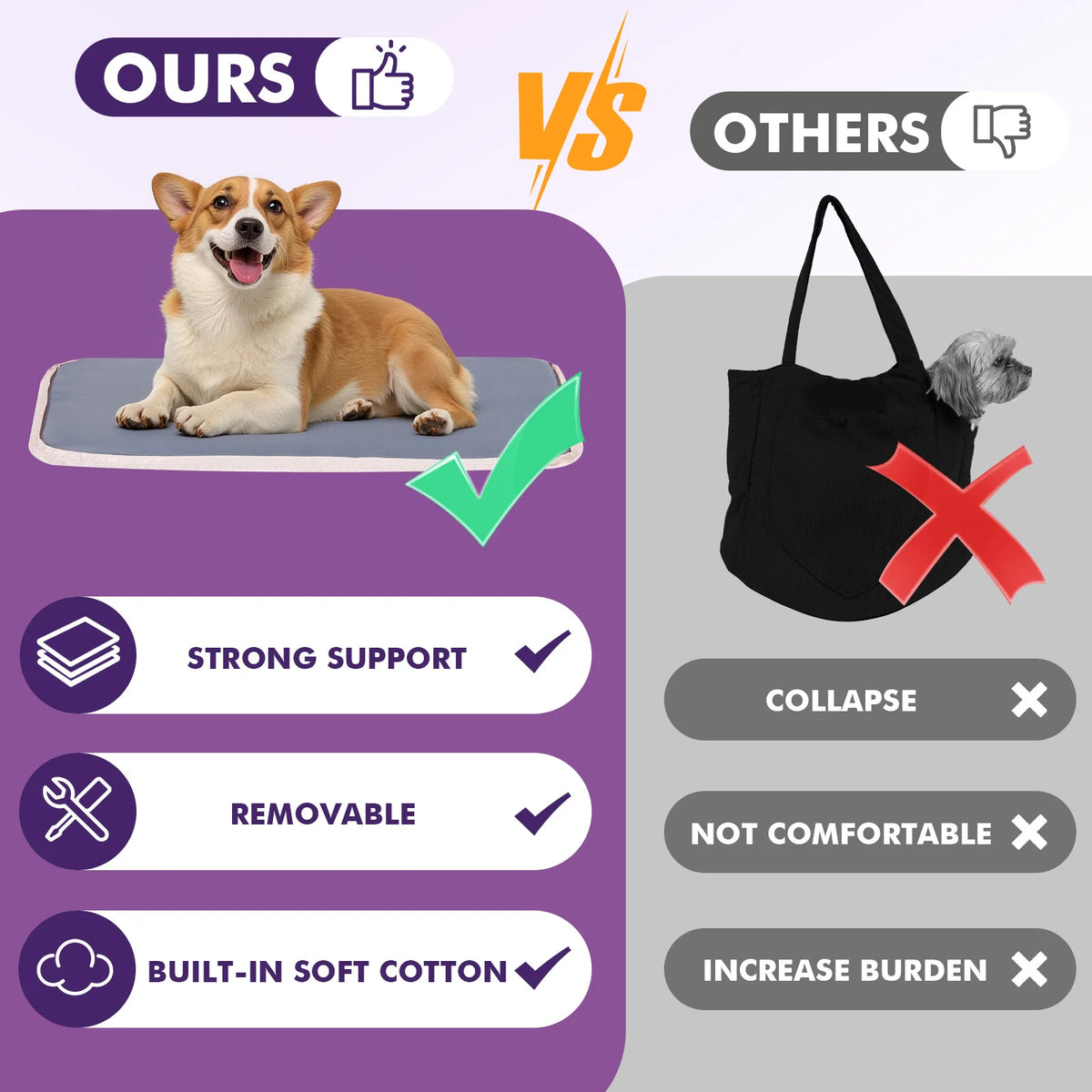 Pawaboo Dog Purse Carrier for Small Dogs with Pocket Lightweight Dogs and Puppies Tote Bag Carrier Dog Carriers Soft Sided