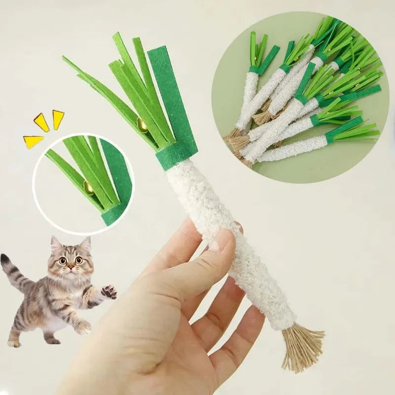 Cat Chew Toy Teasing Stick Squeaky Bell Chew-resistant Kitten Toy Teeth Grinding Interactive Training Cat Toy