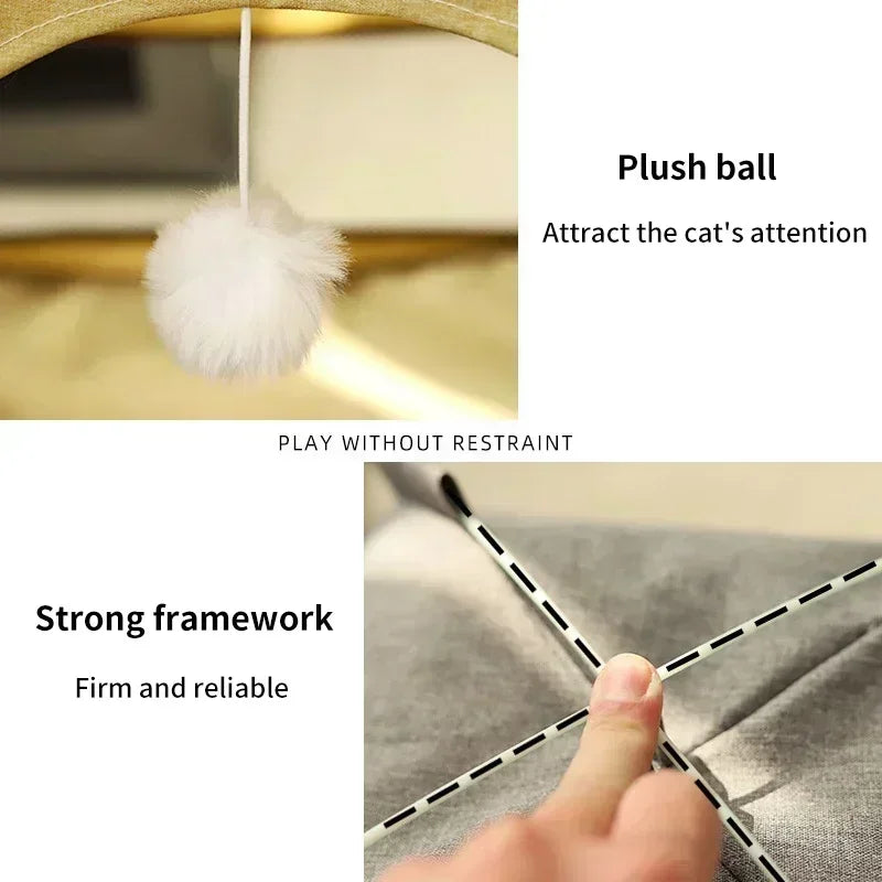 Semi-Enclosed Canvas Tent Bed for Cats & Small Dogs