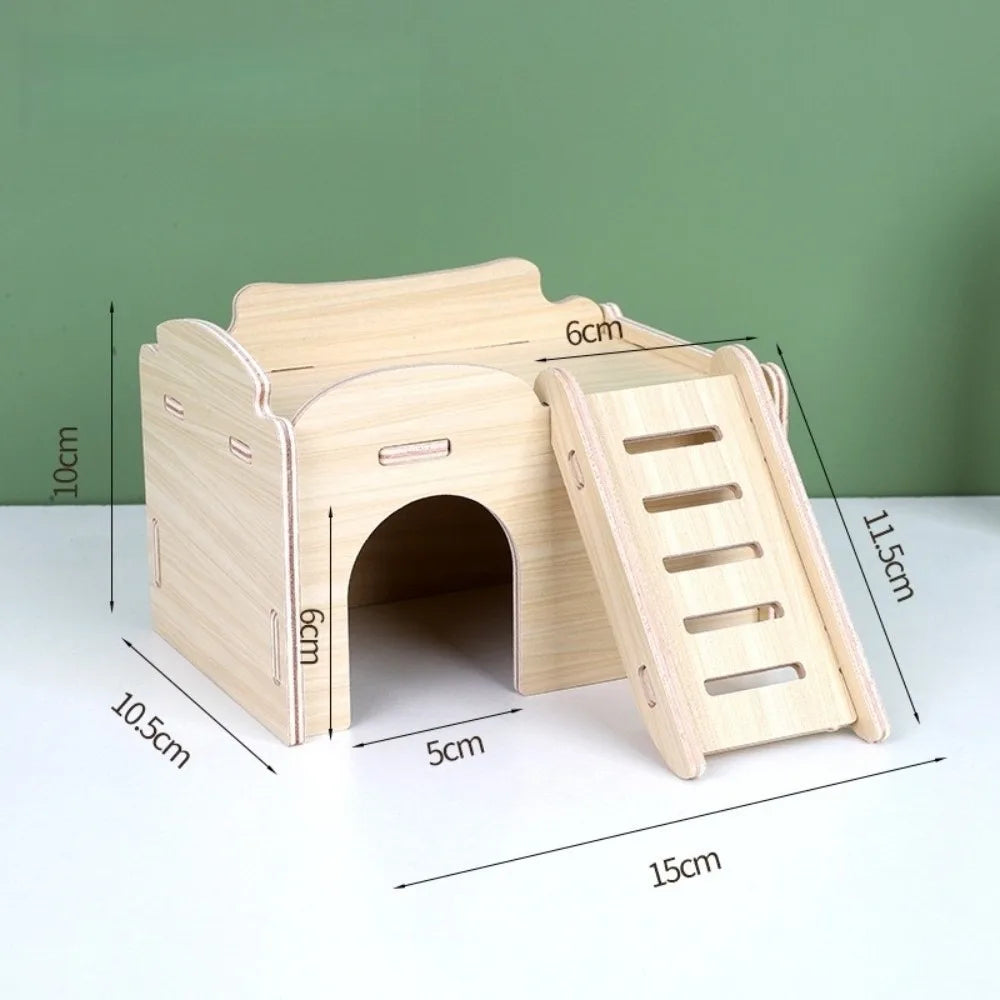 New Wooden Hamster Villa Easy to Install Durable Seesaw Swing Chewable Cage Accessories Hamster Climb Toy Pet Supplies