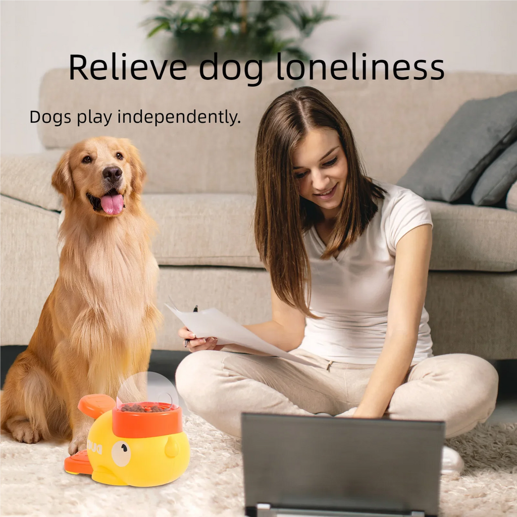 Yellow Rubber Duck-Shaped Interactive Feeder for Dogs and Cats: A Treat Dispensing Puzzle Toy Designed for Pet Training