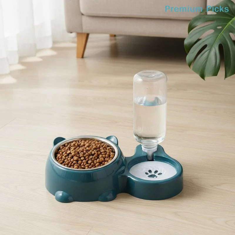 portable2 In 1 Pet Feeding Bowl Set With Automatic Water Dispenser For Small Dogs Cats