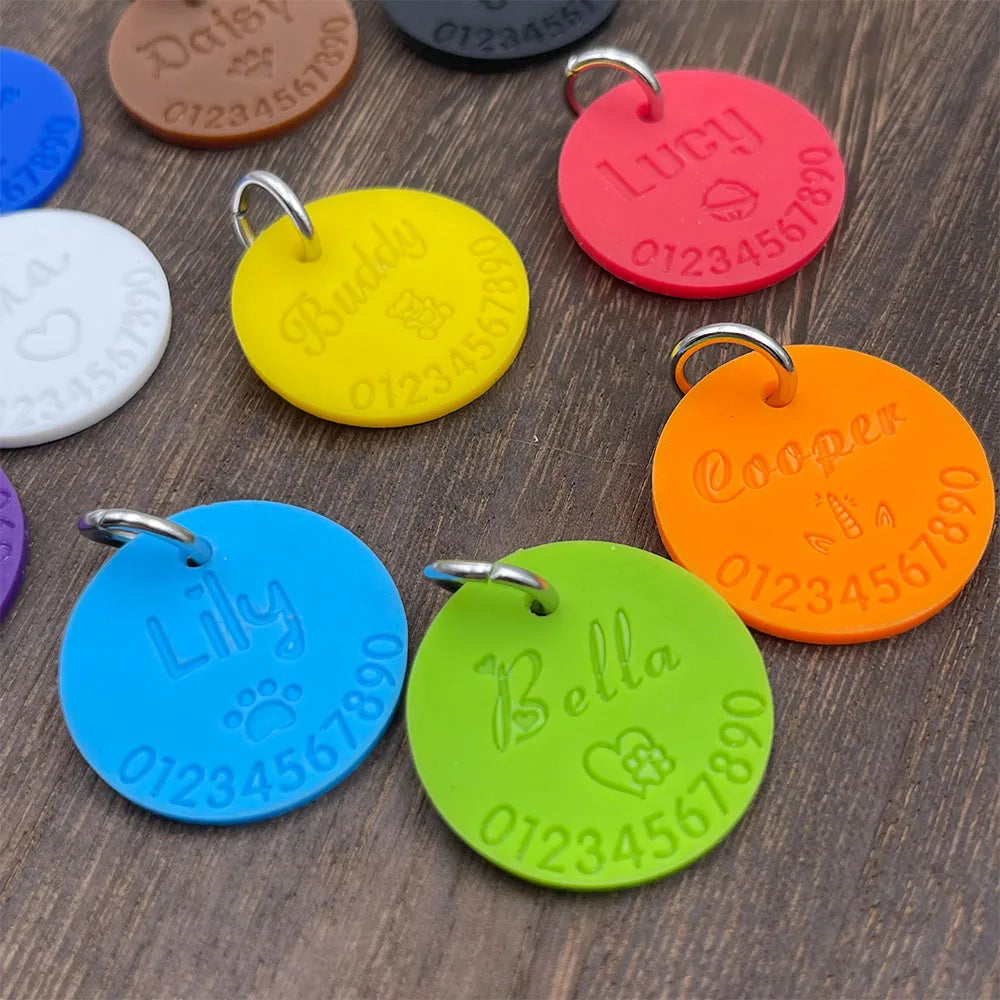Silicone Pet Anti-lost ID Tag Personalized Dog Collar Tag Engraved Name Phone Number Custom Pendant Puppy Collars Accessories
