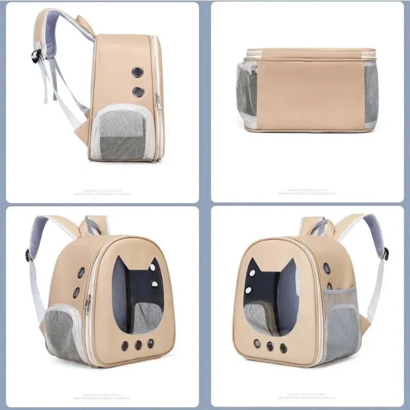Portable Transparent Pet Backpack Foldable Outdoor Carrying Cats Bag Breathable Travel Bags for Kittens/Dogs Going Out Pets Bag
