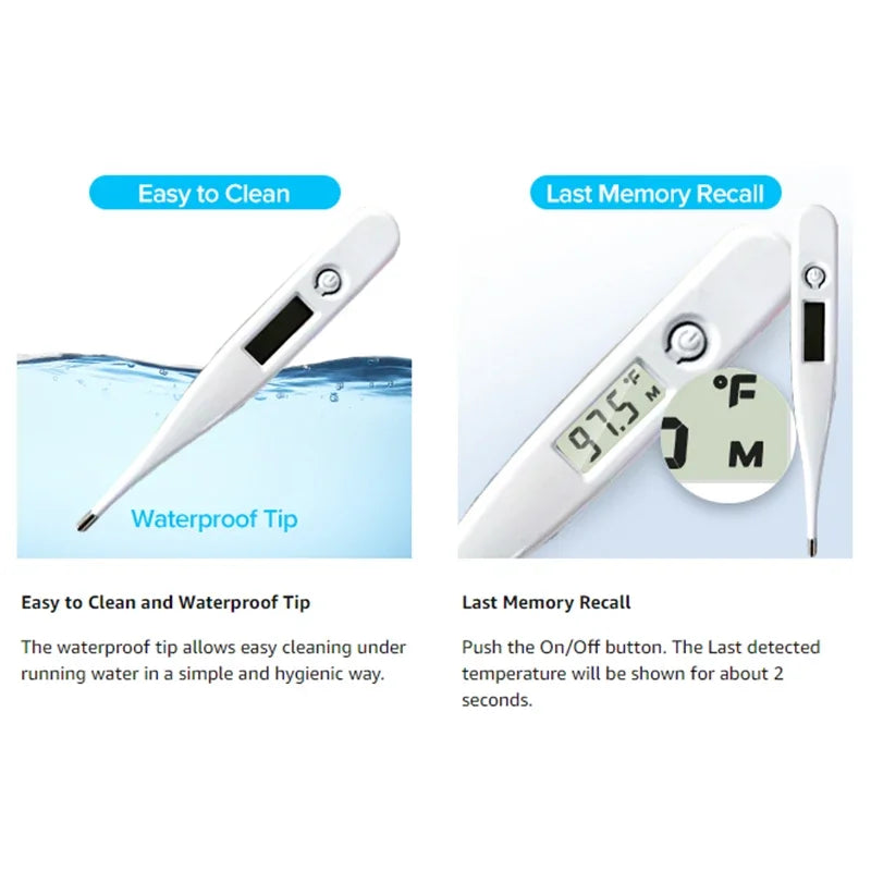 1-2P Thermometer for Fever Digital Basal Body Pet Armpit or Rectal Electronic LCD Display High-Precision Measurement Smart Heat
