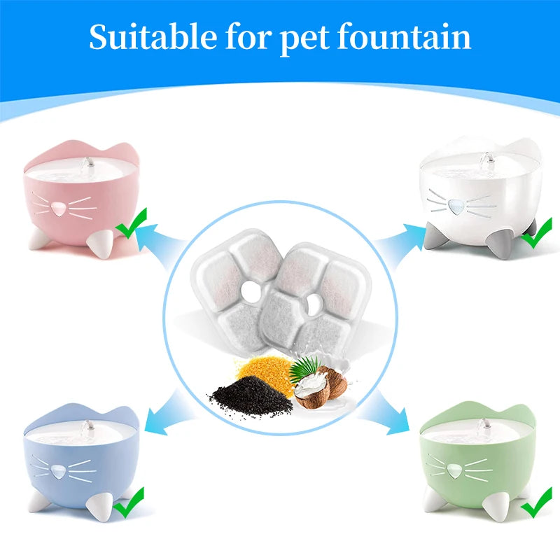6/12/18/24PCS Activated Carbon Replacement Filters For Pet Automatic Drinking Fountain Battery Operated Cat Water Fountain