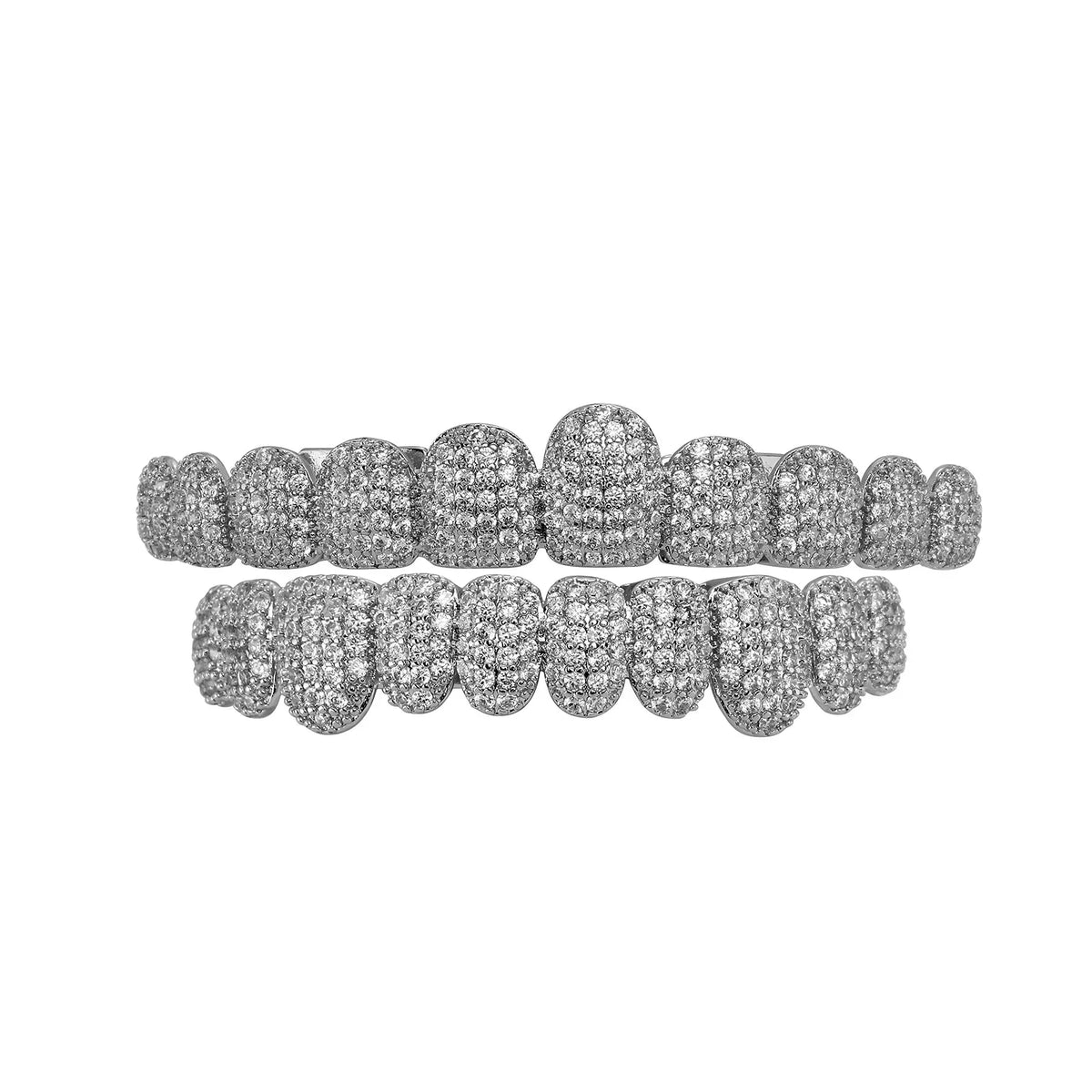 Hip pop Iced Out 10 Top &10 Bottom 5A CZ Stones Teeth Grillz Punk Rapper 14K Gold Plated Zircon Tooth Caps For Mouth Jewelry
