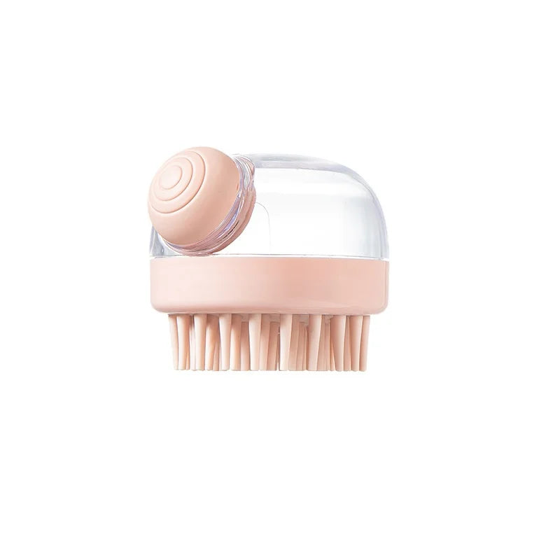 Compact Pet Bath Brush with Built-In Shampoo Dispenser