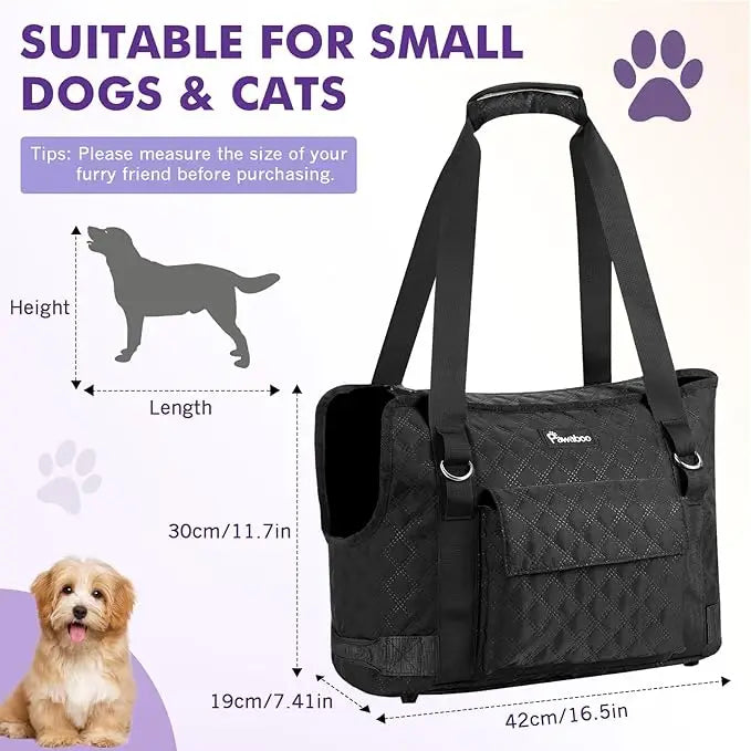 Pawaboo Dog Purse Carrier for Small Dogs with Pocket Lightweight Dogs and Puppies Tote Bag Carrier Dog Carriers Soft Sided