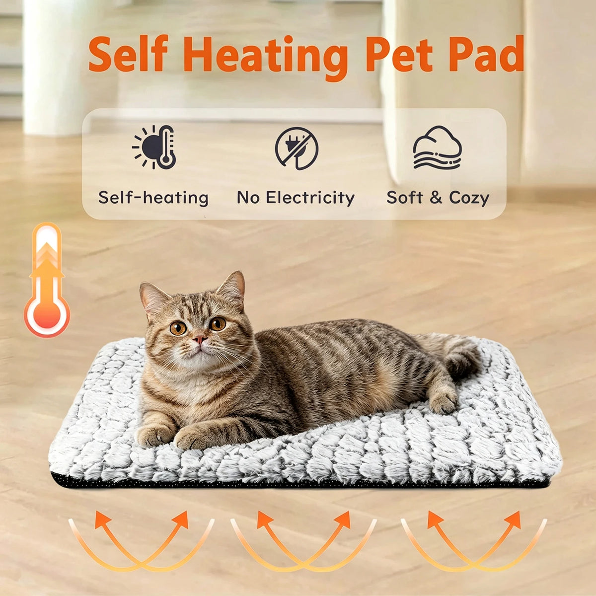 Self-Warming Cat Bed, Ultra Soft Warm Dog Cage Mat, Non-Slip Self-Warming Pet Pad, Suitable for Cats Dogs Indoor Outdoor