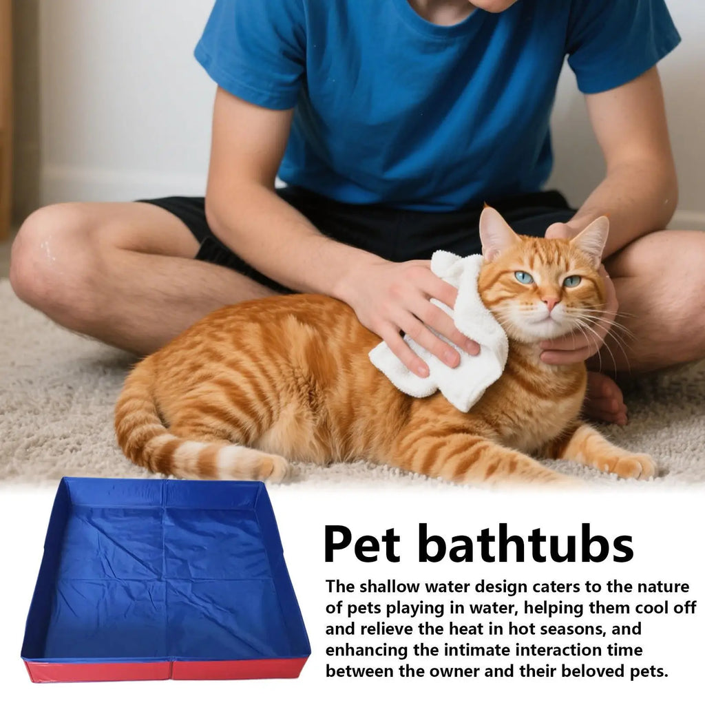 Pet Bath Pool PVC Non Inflatable Pet Puppy Bathing Tub Foldable Dog Bath Tub Square Shaped Anti Slip For Small Puppy Cats Other