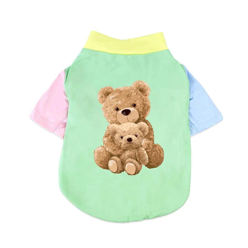 Bear Print Cotton T-Shirt for Cats and Dogs, S to 2XL