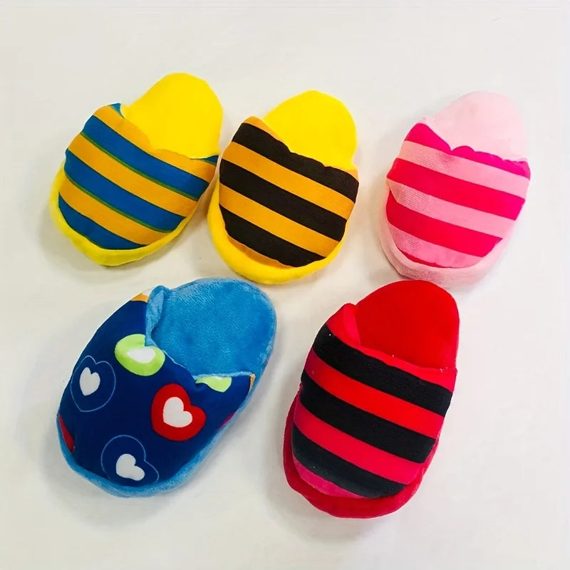 Durable Plush Squeaky Slipper Chew Toy Colorful Cartoon Dog Toys Animal Bite-Resistant Soft Interactive Pet Play Pet Supplies