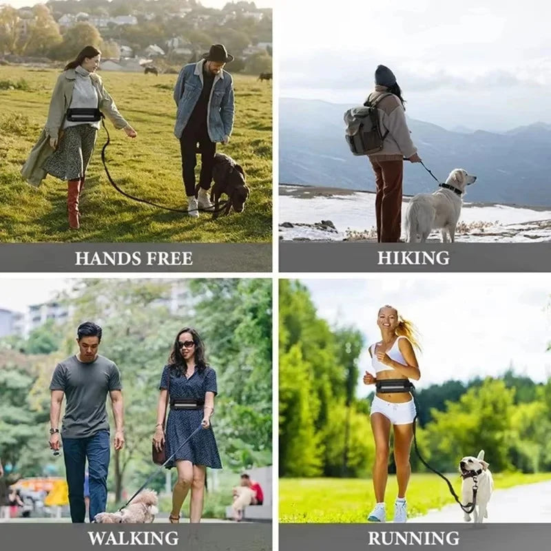 Hands‑Free Reflective Dog Leash Retractable Elastic Pet Leash with Waist Bag for Running Walking Dog Pet Supplies