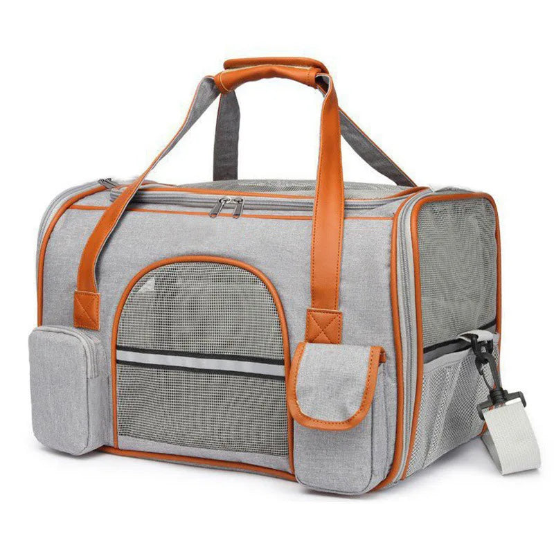 Anti-Collapse Oxford Pet Carrier Handbag, Grey or Blue