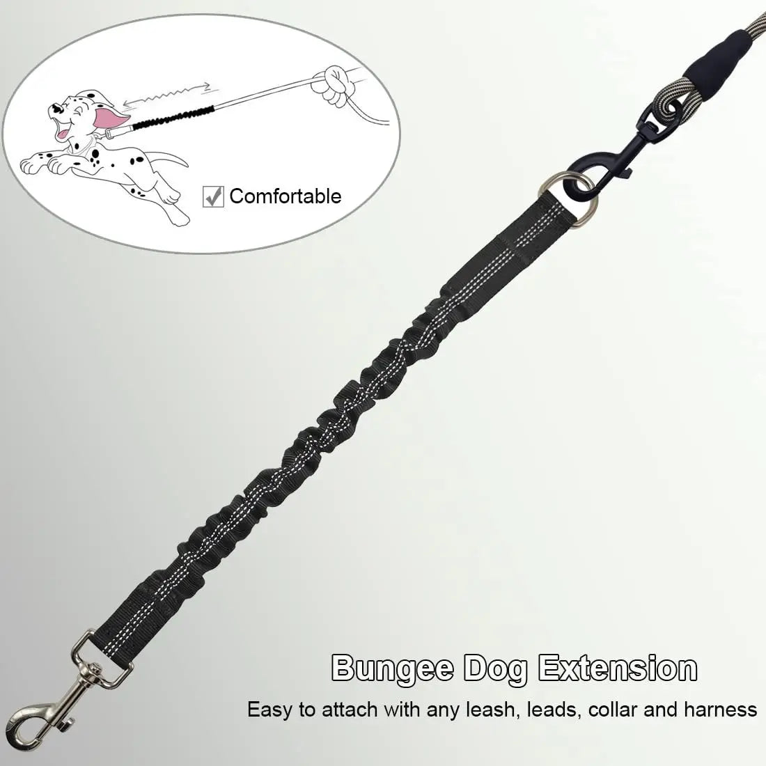 Dog Lead Shock Absorber Small Dogs Pet Elastic Rope Indestructible Toys Walking Leads Extension Bungee Black Training Leash