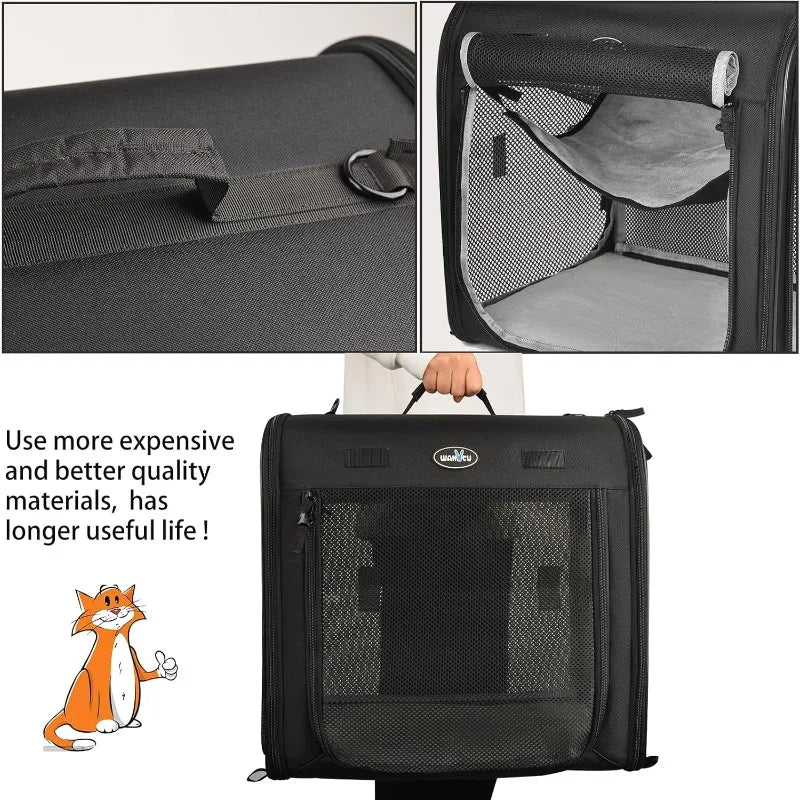 Wakytu Two-in-One Foldable Cat Center Transport Box. Cat Car Transportation. Two Cat and Dog Double Pet Transportation Bags