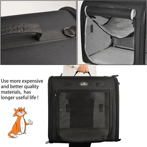 2-in-1 Foldable Double Pet Car Carrier for Two Cats or Small Dogs