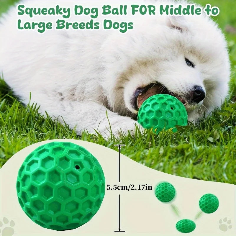 Hexagonal Natural Rubber Squeaky Ball Dog Toy