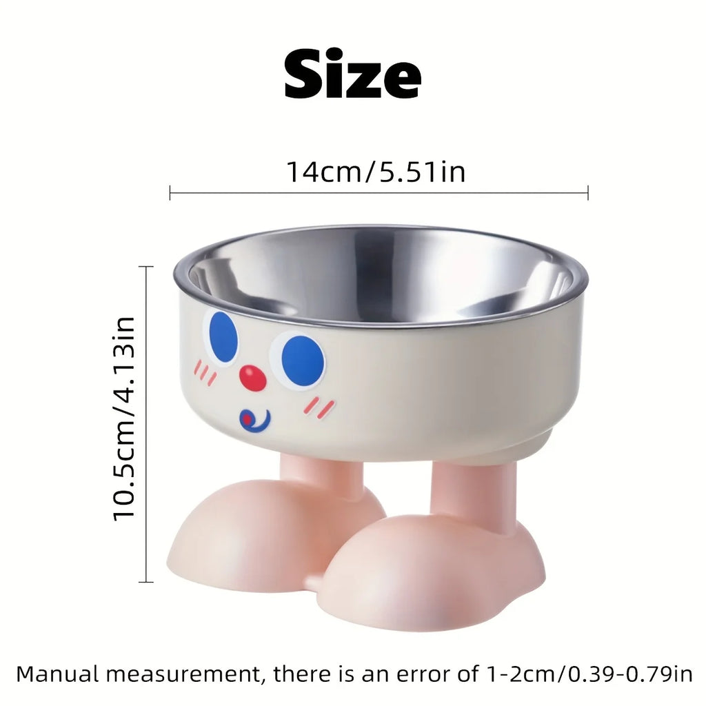 Elevated Stainless Steel Pet Bowl – Anti-Tip Design with Non-Slip Silicone Base & Chew-Proof Edge for Small Cats/Dogs Feeding